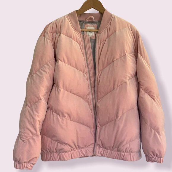 GAP pink down alternative crushed velvet coat - Picture 2 of 9